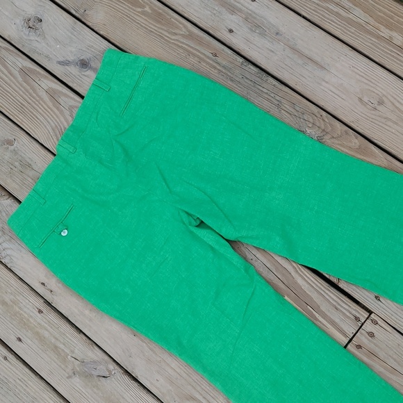 Vintage 60s 70s Bright Grass Green Full Length Fitted Pants No Size Tag - Picture 17 of 17